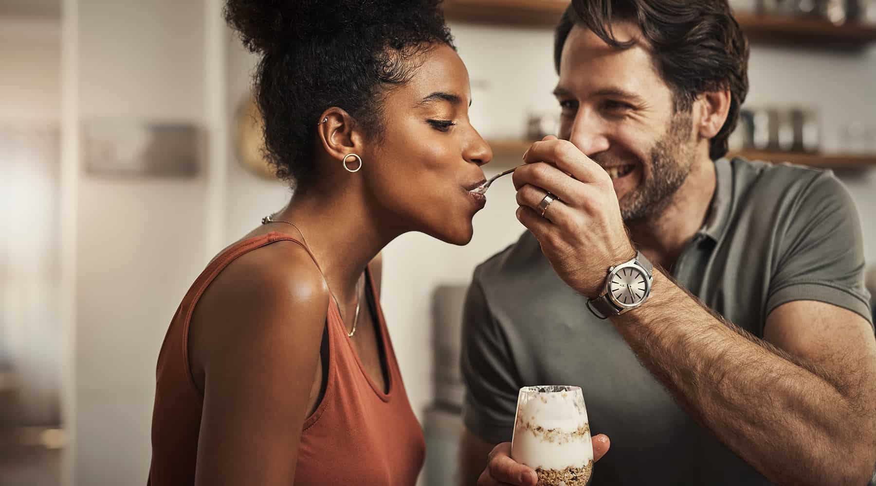 Couple Eating Yogurt