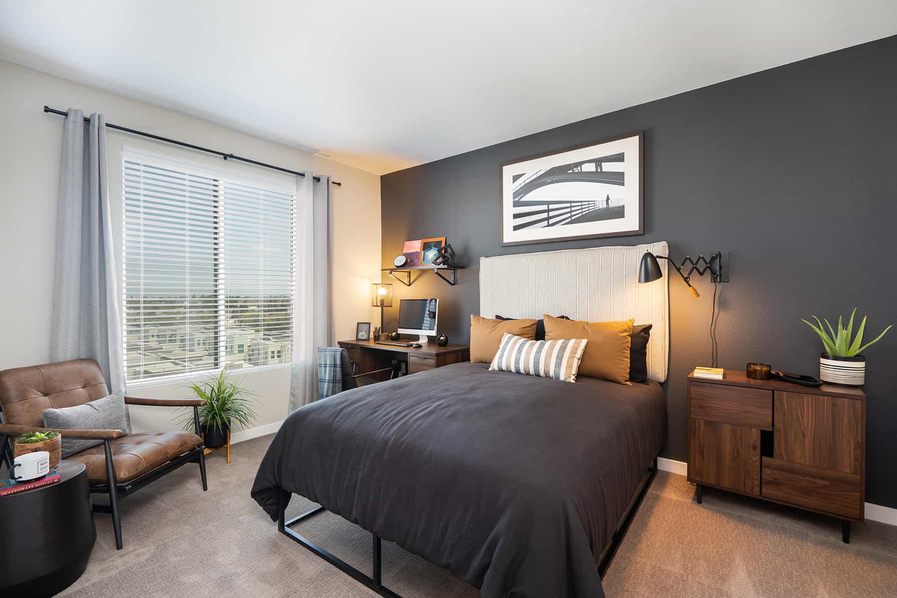 Two Bedroom Apartments in Santa Clara, CA - Prado-Sares-Regis - Spacious Bedroom with Plush Carpeting and a Large Bedside Window